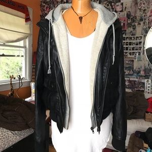 OBEY hooded leather jacket